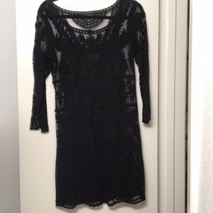 Express Black Lace Long Sleeve Dress
